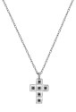 Collana Brosway Forge Catena Acciaio Crocefisso Cristalli Neri Misura 48cm BGF03