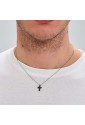 Collana Brosway Avantgarde Catena Acciaio Crocefisso Cristalli Neri Misura 49cm BVD02