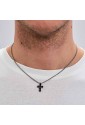 Collana Brosway Avantgarde Catena Acciaio Finitura Rutenio Crocefisso Cristalli Neri Misura 49cm BVD03