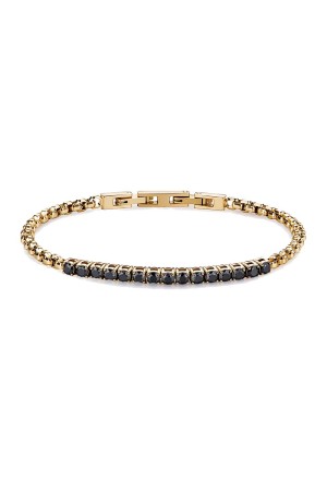 Bracciale Brosway Avantgarde Acciaio Gold Maglia Veneziana Cristalli Neri Misura 21.5cm Uomo BVD29