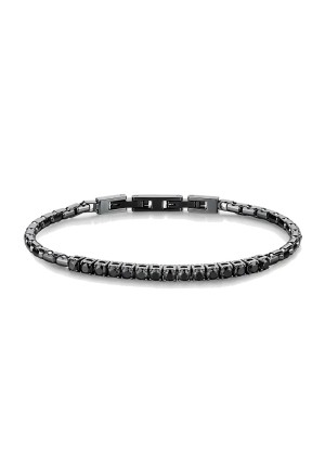 Bracciale Brosway Avantgarde Acciaio Finitura Rutenio Maglia Veneziana Cristalli Neri Misura 20cm Uomo BVD31