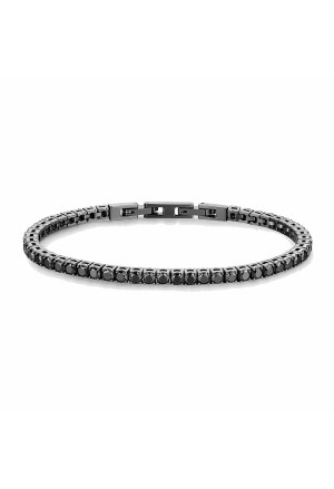 Bracciale Brosway Avantgarde Tennis Cubic Zirconia Neri Acciaio Finitura Rutenio Misura 20cm Uomo BVD34