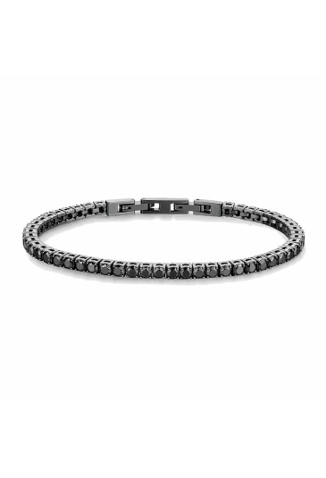 Bracciale Brosway Avantgarde Tennis Cubic Zirconia Neri Acciaio Finitura Rutenio Misura 20cm Uomo BVD34