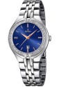 Orologio Festina Solo Tempo Datario Quadrante Azzurro Ghiera Cristalli Bianchi Acciaio Donna F16867/5