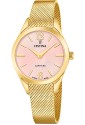 Orologio Festina Swiss Made Acciaio Gold Solo Tempo Piatto Quadrante Rosa Donna F20077/2