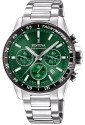 Orologio Festina Cronografo Quadrante Verde Datario Ghiera Nera Cinturino Acciaio Uomo F20560/4