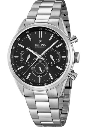 Orologio Festina Cronografo Quadrante Nero Cinturino Acciaio Uomo F16820/4