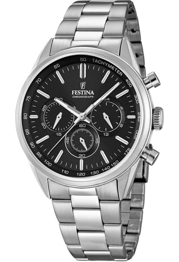 Orologio Festina Cronografo Quadrante Nero Cinturino Acciaio Uomo F16820/4