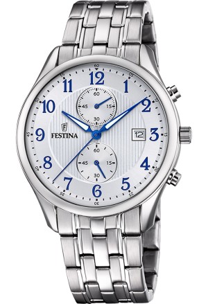 Orologio Festina Cronografo Quadrante Grigio Datario Cinturino Acciaio Uomo F6854/A