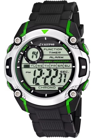 Orologio Calypso Digitale Nero Verde Gomma 10ATM K5577/3