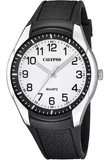 Orologio Calypso Solo Tempo Numeri Arabi Nero Gomma 5ATM Uomo K5843/1