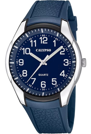 Orologio Calypso Solo Tempo Numeri Arabi Blu Gomma 5ATM Uomo K5843/2