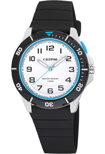 Orologio Calypso Solo Tempo Numeri Arabi Nero Gomma 10ATM K5857/1