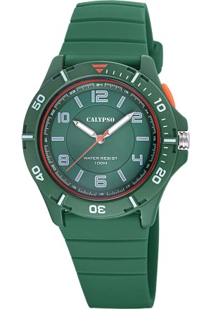 Orologio Calypso Solo Tempo Numeri Arabi Verde Gomma 10ATM K5857/4