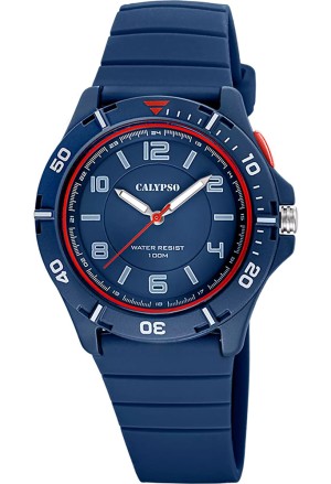 Orologio Calypso Solo Tempo Numeri Arabi Blu Gomma 10ATM K5857/5