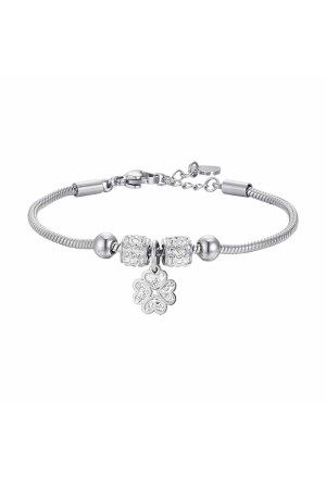 Bracciale Quadrifoglio Luca Barra Cristalli Acciaio Anallergico Bambina JB182