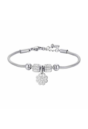 Bracciale Quadrifoglio Luca Barra Cristalli Acciaio Anallergico Bambina JB182
