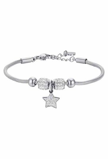 Bracciale Stella Luca Barra Cristalli Acciaio Anallergico Bambina JB180