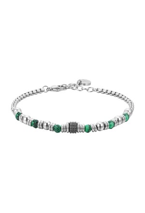 Bracciale Uomo Malachite Luca Barra Acciaio Anallergico BA1700