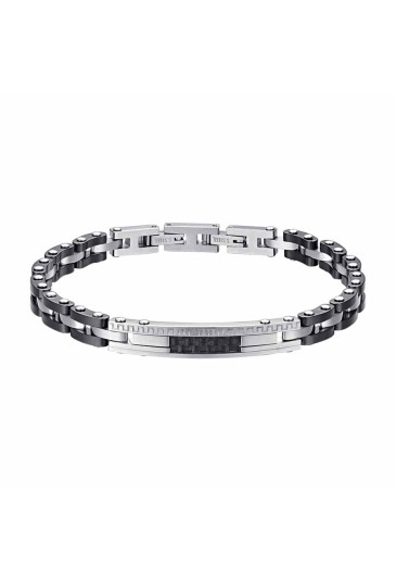 Bracciale Ceramica Nera Luca Barra Acciaio Anallergico Uomo BA1648