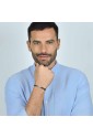 Bracciale Ceramica Nera Cristallo Black Luca Barra Acciaio Anallergico Uomo BA1646