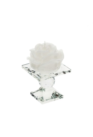 Portacandela Cristallo Altezza 8 cm Candela Bianca Hervit 28381