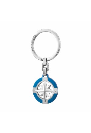Portachiavi Rosa Dei Venti Smalto Blu Acciaio Anallergico Luca Barra PK300