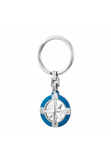 Portachiavi Rosa Dei Venti Smalto Blu Acciaio Anallergico Luca Barra PK300