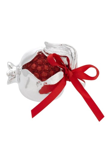 Melograno Portafortuna Placcato Argento Glitter Rossi Portafortuna Misura Small 6cm Bagutta 8636-01 RO