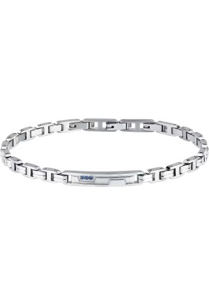Bracciale Sector Acciaio Targa Centrale Cristalli Blu Lunghezza 22cm Uomo SAVK15