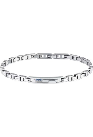Bracciale Sector Acciaio Targa Centrale Cristalli Blu Uomo SAVK15
