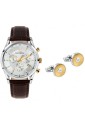 Kit Orologio + Gemelli Philip Watch Sunray Cronografo Datario Cinturino Pelle Uomo R8271908011