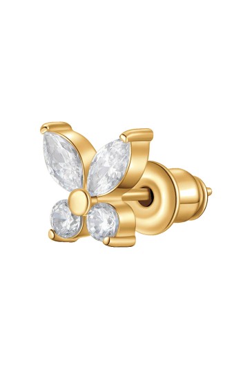 Mono Orecchino Farfalla Cristalli Acciaio Gold Anallergico Luca Barra OK1562