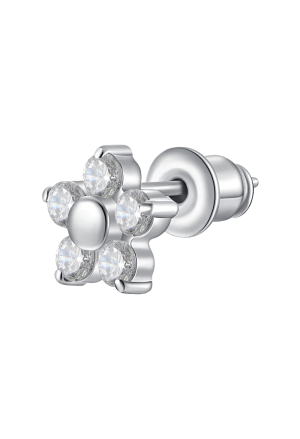 Mono Orecchino Fiore Cristalli Acciaio Anallergico Luca Barra OK1556