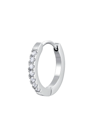 Mono Orecchino Cerchio Small Cristalli Bianchi Acciaio Anallergico Luca Barra OK1457