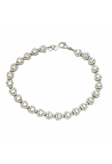Bracciale Tennis Cuore Cristalli Argento Finitura Rodio Fantasia Monile 7ELH1FM