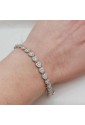 Bracciale Tennis Cuore Cristalli Argento Finitura Rodio Fantasia Monile 7ELH1FM