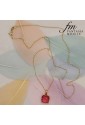 Collana Girocollo Oro 18kt Ciondolo Pietra Rossa Sfaccettata Fantasia Monile FW72RFM