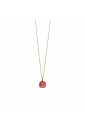Collana Girocollo Oro 18kt Ciondolo Pietra Rossa Sfaccettata Fantasia Monile FW72RFM