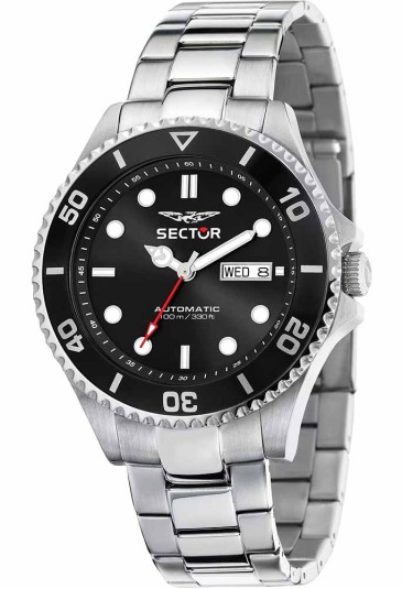 Orologio Sector Modello 230 Automatico Solo Tempo Datario Quadrante Nero Acciaio Misura 43 mm Uomo R3223161021