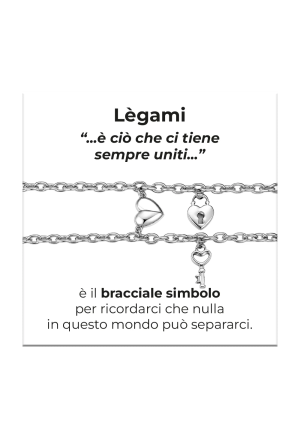 Bracciale Doppio Lui E Lei Collezione Legami Cuore Calamitato Chiave Lucchetto Acciaio Anallergico Luca Barra BK2944