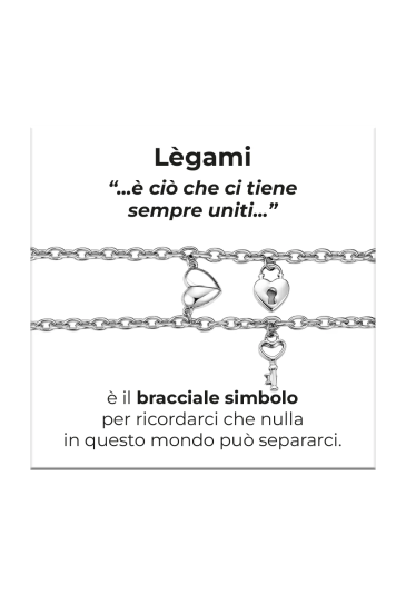 Bracciale Doppio Lui E Lei Collezione Legami Cuore Calamitato Chiave Lucchetto Acciaio Anallergico Luca Barra BK2944