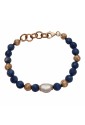 Bracciale Sodalite Blu Perla Barocca Naturale Sfere Argento Rosa Pezzo Unico Fantasia Monile 42YB8FM