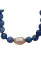 Collana Sodalite Blu Perla Barocca Naturale Sfere Argento Rosa Pezzo Unico Fantasia Monile 6WZHZFM