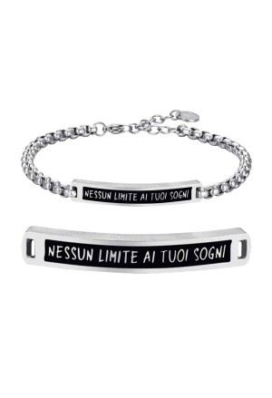 Bracciale Uomo Script Incisione Nessun Limite Ai Tuoi Sogni Acciaio Anallergico Luca Barra BA1667