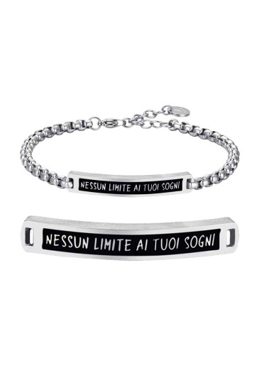 Bracciale Uomo Script Incisione Nessun Limite Ai Tuoi Sogni Acciaio Anallergico Luca Barra BA1667