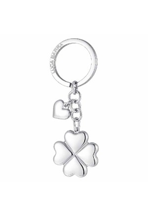 Portachiavi Quadrifoglio Charm Cuore Acciaio Luca Barra PK302