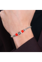 Bracciale Uomo Piastra Rosa Dei Venti Smalto Nero Corda Rossa Acciaio Luca Barra BA1846