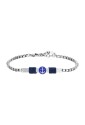 Bracciale Uomo Piastra Ancora Smalto Blu Corda Blu Acciaio Luca Barra BA1842