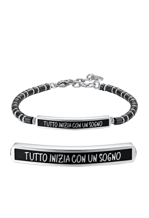 Bracciale Uomo Script Incisione Tutto Inizia Con Un Sogno Acciaio Anallergico Luca Barra BA1656